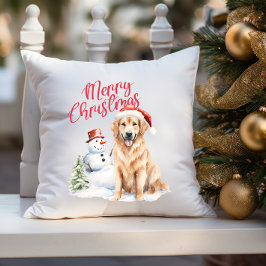 COJÍN DECORATIVO GOLDEN RETRIVER DOG SANTA HAT MERRY CHRISTMAS