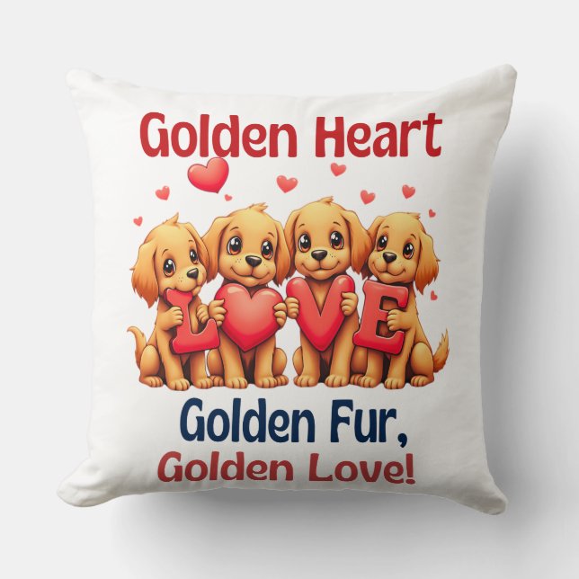 Cojín Decorativo Golden Retrivers Cute Dog LOVE (Anverso)