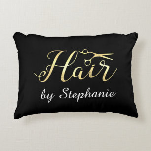 Cojín Decorativo Golden Script tijeras Hairstylist Hair Salon