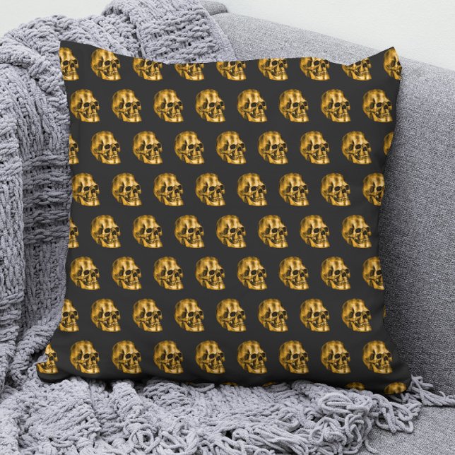 Cojín Decorativo Golden Skull Guay Luxury Black Gothic Halloween (Subido por el creador)