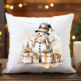 Cojín Decorativo Golden Snowman: Add Elegance to Your Holiday Deco