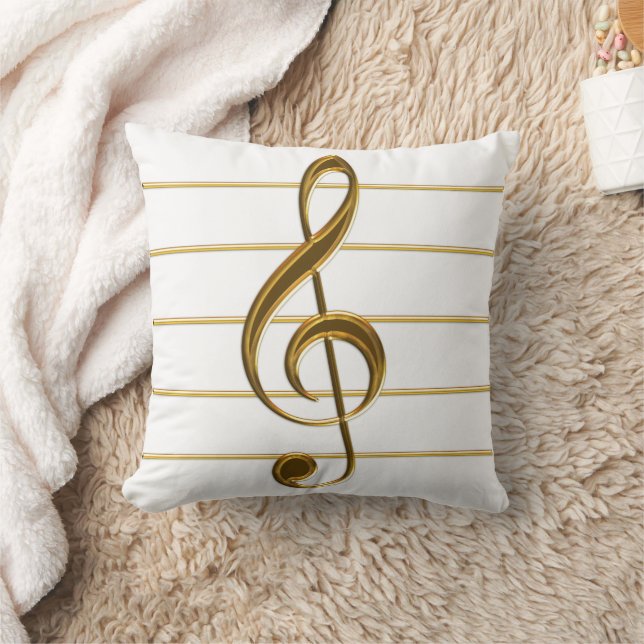 Cojín Decorativo Golden Treble Clef (Manta)