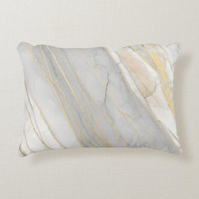 Cojín Decorativo Golden Veined Carrara Marble Texture (Anverso)