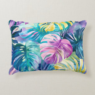 Cojín Decorativo Golden Watercolor Tropical Leaves Paradise
