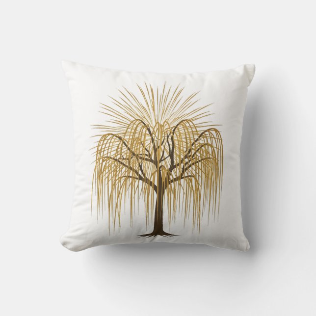 Cojín Decorativo Golden Weeping Willow Tree Illustration (Anverso)