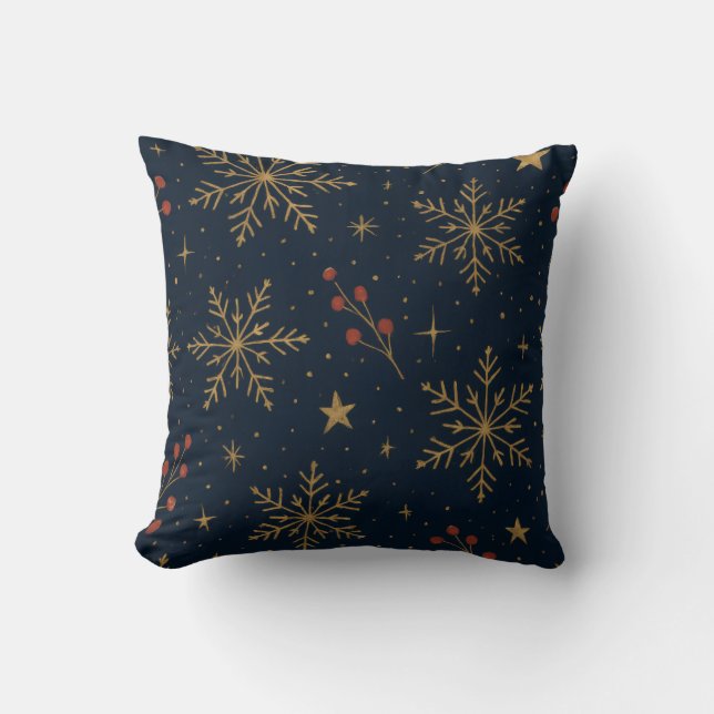 Cojín Decorativo Golden Winter Glow Pattern | Holiday (Anverso)