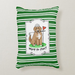 Cojín Decorativo Goldendoodle Perro Jugando Golf (rojo whmk2) Diver