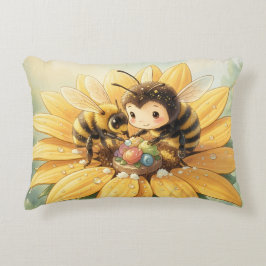 Cojín Decorativo Goldene Hummel im Blütentanz1