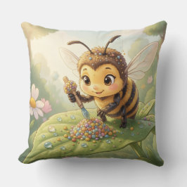 Cojín Decorativo Goldene Hummel im Blütentanz.2