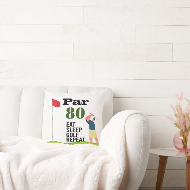Cojín Decorativo Golf 80 Cumpleaños comer dormir repetidamente golf (Sofá)