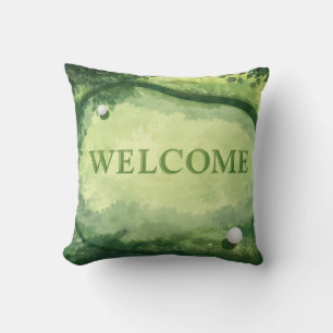 Cojín Decorativo Golf Bienvenido sobre hierba verde