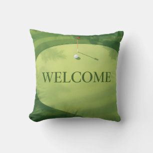 Cojín Decorativo Golf Bienvenido sobre hierba verde
