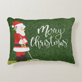 Cojín Decorativo Golf Santa Claus golfista en Navidades de hierba v