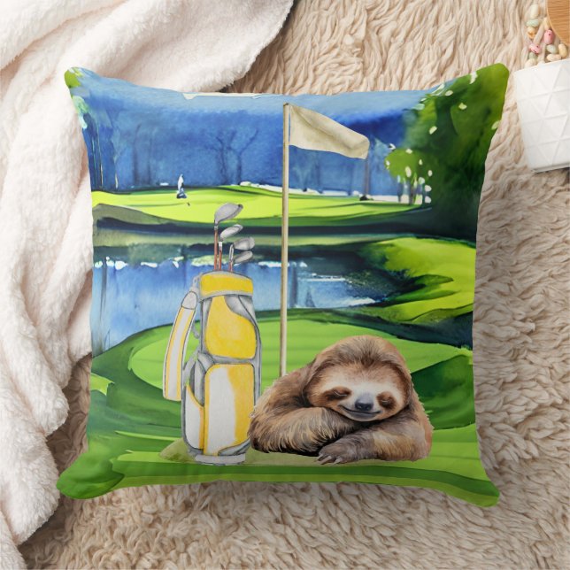 Cojín Decorativo Golf Sloth Golfer en verde (Manta)