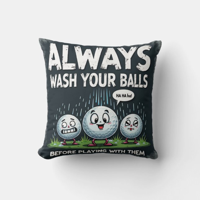 Cojín decorativo Golf Wash Your Balls (Anverso)