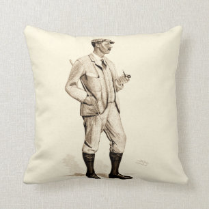 Cojín Decorativo Golfer de época con tubería de tabaco y botas