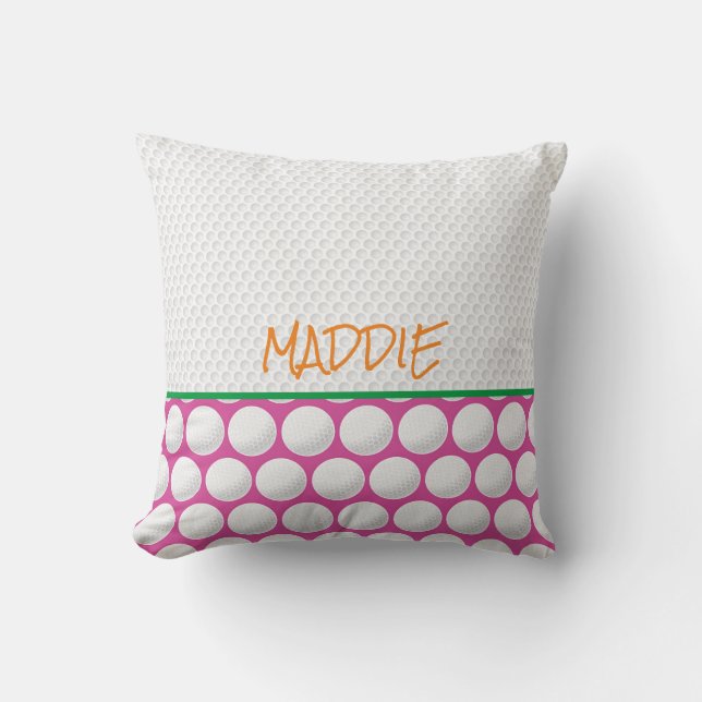 Cojín Decorativo Golfer, Naranja verde rosado moderno (Anverso)