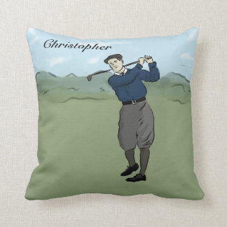 Cojín Decorativo Golfista personalizado del estilo del vintage que