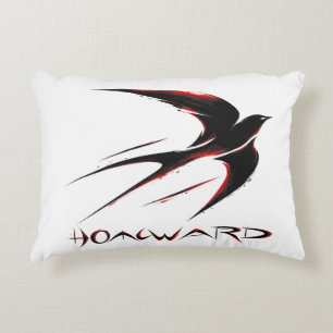 Cojín Decorativo Golondrina Hogareña Dinámica Rojo y Negro