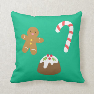 Cojín Decorativo Golosinas Navideñas, Hombre de Jengibre, Caramelos