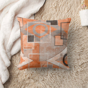 Cojín Decorativo Goma gris naranja geométrico elegante
