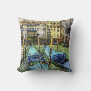 Cojín Decorativo Góndolas del Canal de Venecia Pintura