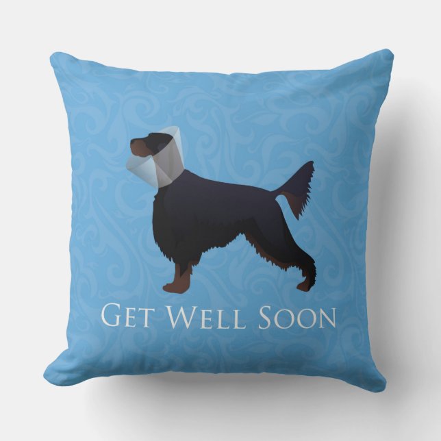 Cojín Decorativo Gordon Setter Silhouette se recuperará pronto (Anverso)