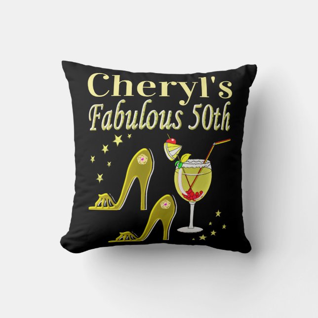 COJÍN DECORATIVO GORGEOUS GOLD 50TH BIRTHDAY DISEÑN (Anverso)