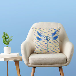 Cojín Decorativo Gorgoge Blue Dragonflies en Tan
