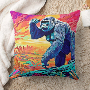 Cojín Decorativo Gorila de la jungla de Neon Fantasy Urban