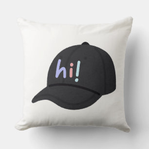 Cojín Decorativo Gorra de béisbol negra minimalista Saludo Hi 