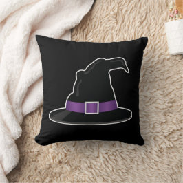 Cojín Decorativo Gorra de bruja de Halloween con detalles morados n