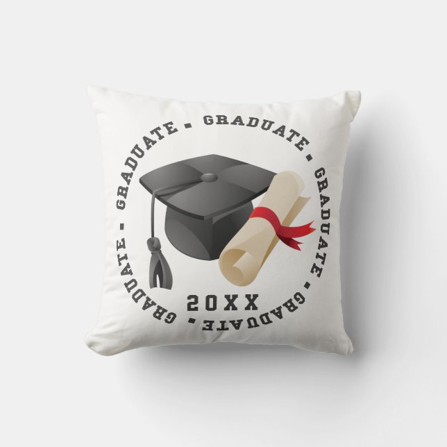 Cojín Decorativo Gorra de Grad y Licenciatura de Fotografía (Anverso)