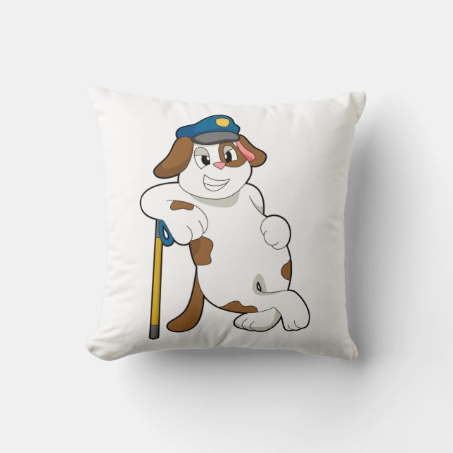 Cojín Decorativo Gorra de policía de perros (Anverso)