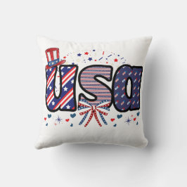 Cojín Decorativo GORRA del Orgullo de Estados Unidos y Bow Tee