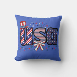 Cojín Decorativo GORRA del Orgullo de Estados Unidos y Bow Tee