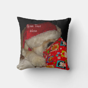Cojín Decorativo Gorra rojo de santa del perro lindo de Akita con