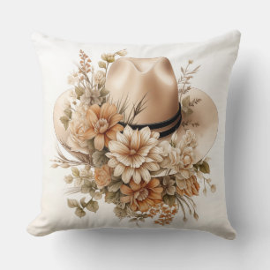 Cojín Decorativo Gorra Vaquera y Flores Silvestres Pillow - Eleganc