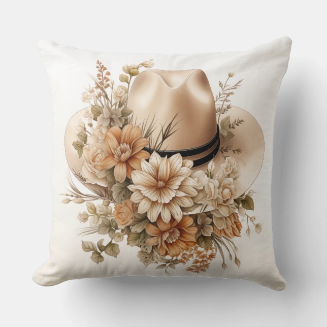 Cojín Decorativo Gorra Vaquera y Flores Silvestres Pillow - Eleganc (Anverso)