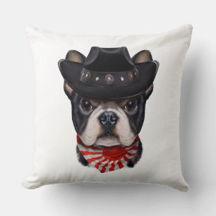 Cojín Decorativo Gorra Vaquero y Bulldog francés de bandera por ama