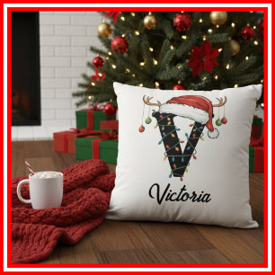 Cojín Decorativo Gorrito de Santa con Cuernos de Navidad para la Fa