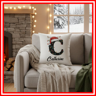 Cojín Decorativo Gorrito de Santa con Cuernos de Navidad para la Fa