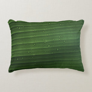Cojín Decorativo Gotas de agua en hojas verdes