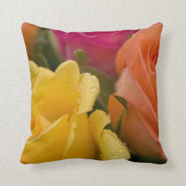 Cojín Decorativo Gotas de agua en rosas amarillo-naranja y rosados
