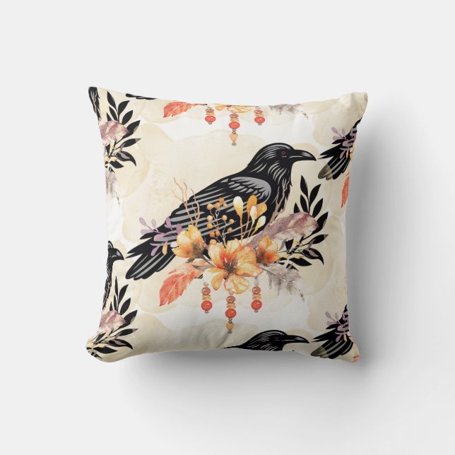 Cojín Decorativo Goth Raven Throw Pillow (Anverso)