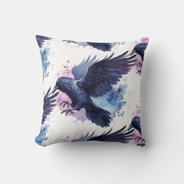 Cojín Decorativo Goth Raven Throw Pillow (Anverso)