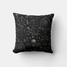 Cojín Decorativo Gothic Baroque Skull Pattern in Black