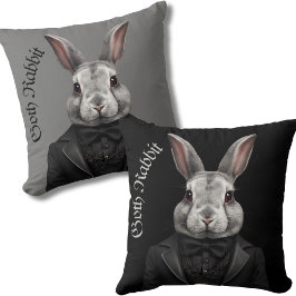 Cojín Decorativo Gótico Colchón de conejo conejo conejo gris negro