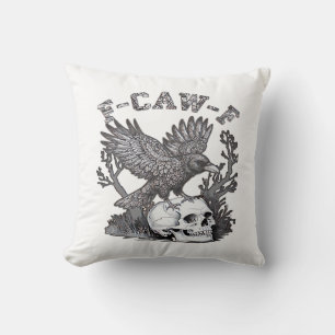 Cojín Decorativo Gótico Divertido F-Caw-F Humor Cuervo Esencial Ret
