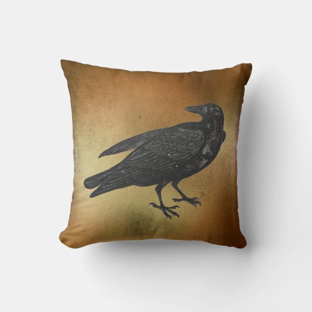 Cojín Decorativo Gótico Halloween Raven Black Bird (Anverso)